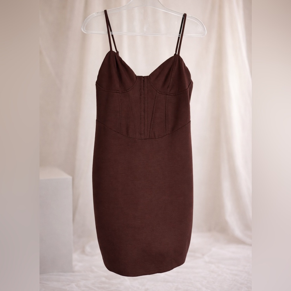 Wild Fable Brown Corset Mini Dress | Bustier Bodycon Slip Dress | Size M